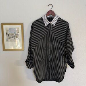Ruti Black and White Striped Button-Down - Women’s S/M